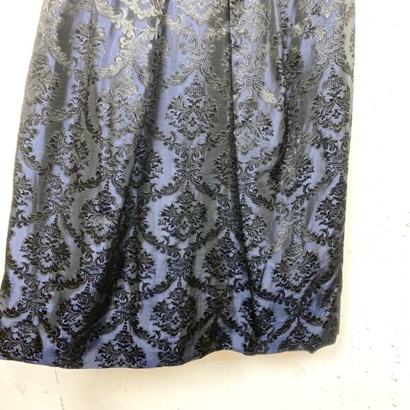 Watters & Watters Navy Brocade Satin Dress Convertible Strapless Textured Size 6 - Picture 7 of 11